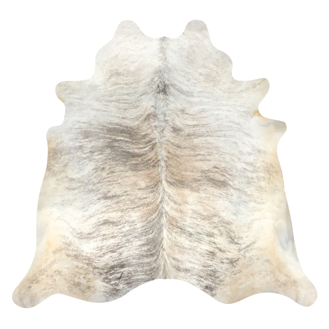 Natural Brazilian Ivory & Grey Brindle Cowhide | Large