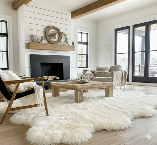 Natural Shape Sheepskin Rug 6'x6'