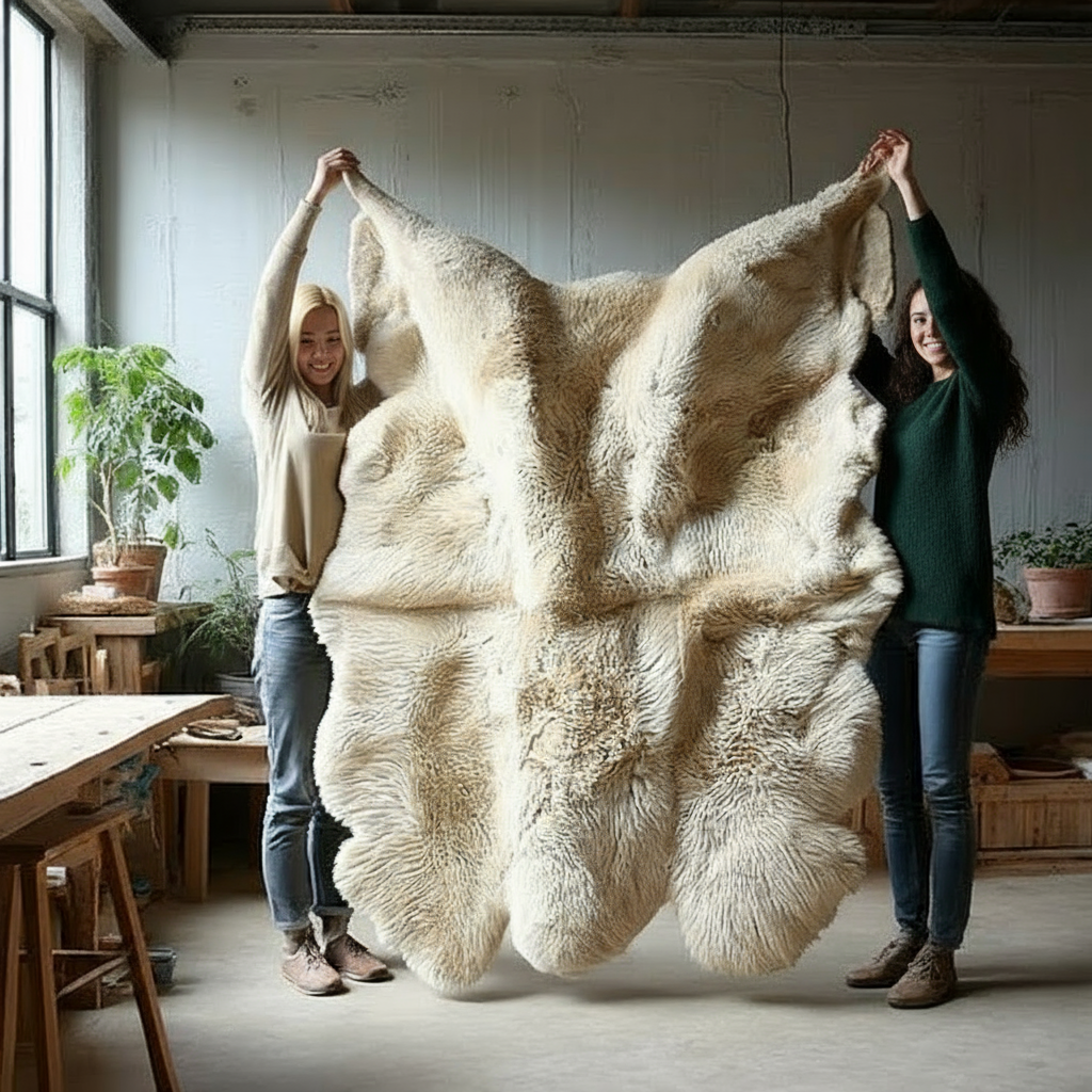Premium New Zealand Sheepskin, Sexto 6' x 6' , X-Large, Ivory