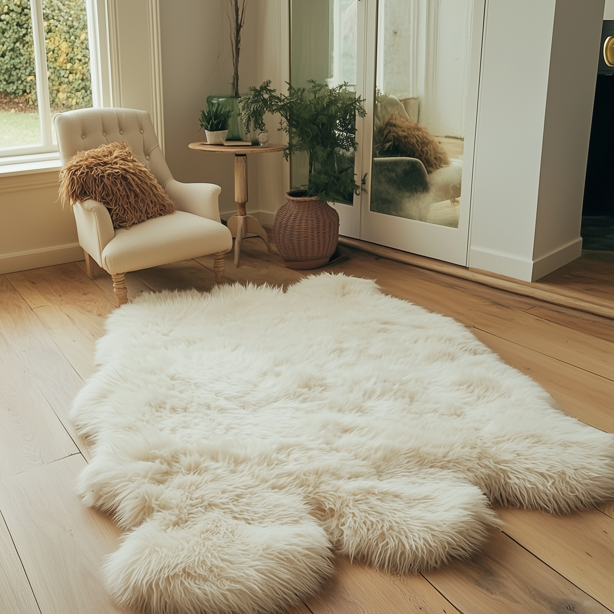 Natural Shape Sheepskin Rug 6'x6'